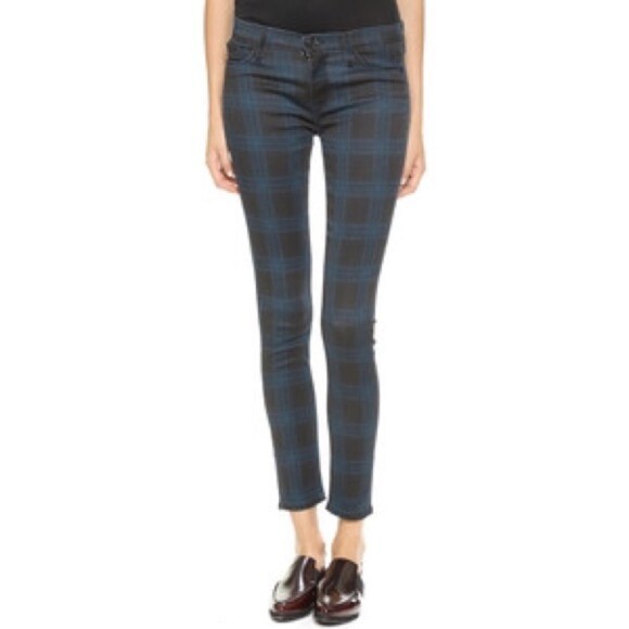 Hudson Nico Mid-Rise Super Skinny Plaid Jeans 24 - Picture 1 of 10